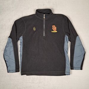 Alo Fleece Sweater 1/4 Zip Pullover Mens Medium Lightweight Black‎ Gray Sweater